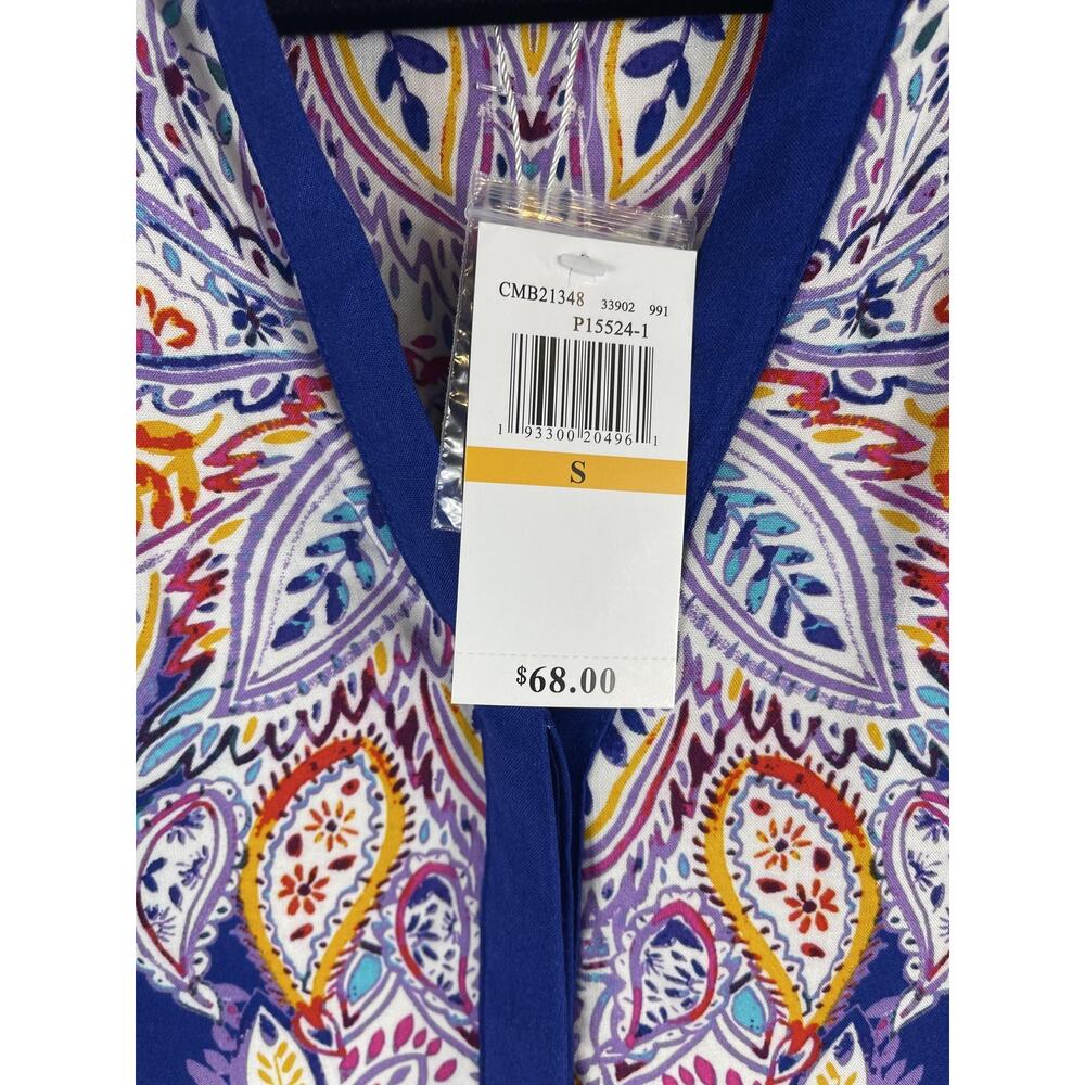 Cupio Dress Women's Small Blue Sleeveless Paisley Print Hi Low Boho Viscose NWT - Picture 4 of 7